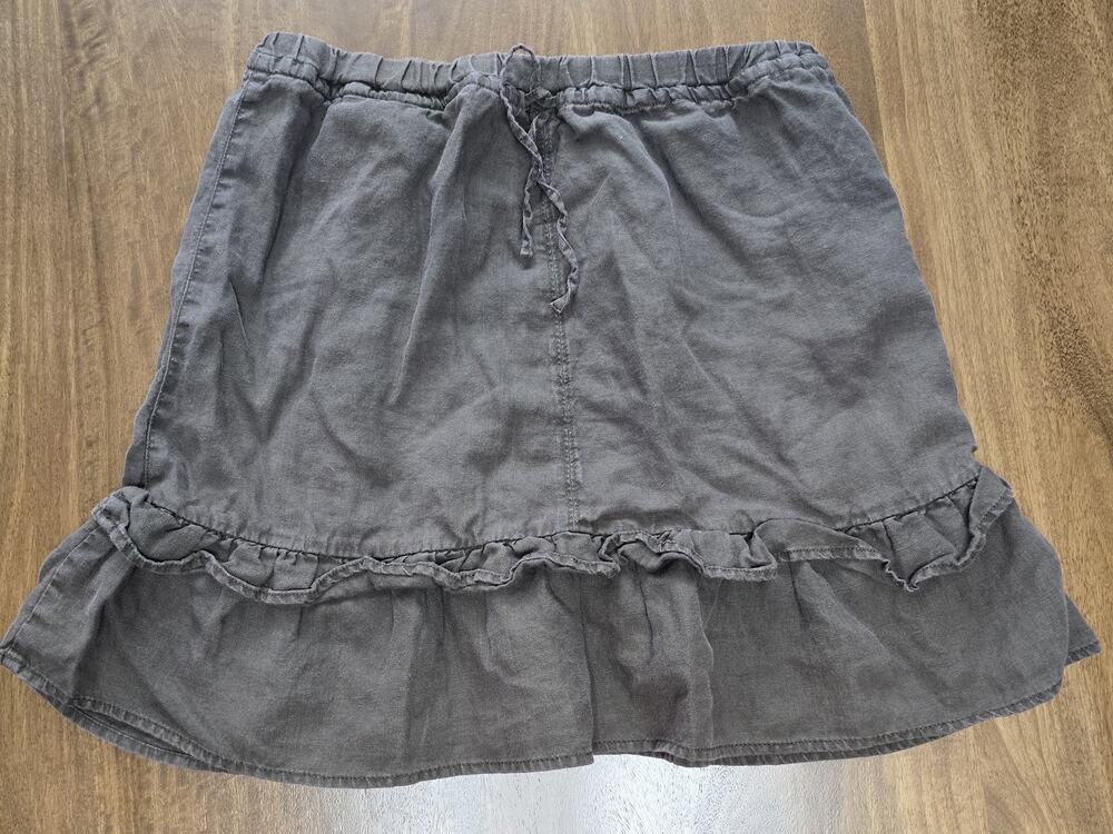 Athleta Large 100% Linen Ruffle Hem Skirt Drawstring Hidden Pocket